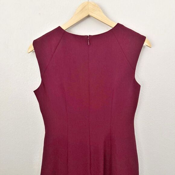 ADRIANNA PAPELL | Wine Maroon Burgundy Ruched Sleeveless Sheath Dress | Size 6 - Picture 4 of 8